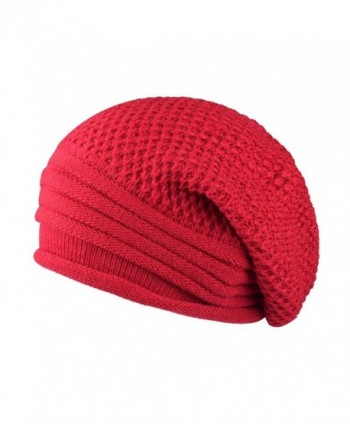 CEAJOO Adult Outdoor Skull Cap Warm Slouch Beanie Hat Winter Knit Cap For Cycling Skiing - Red - CG1868GC8QS
