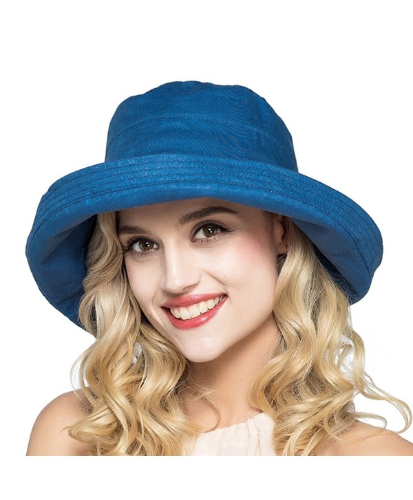 HH HOFNEN Summer Cotton Linen Packable Bucket Sun Hats For Women Fold-Up boonie Fishing Hat - Navy - CG17YGUG2WU