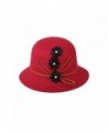 Dantiya Womens Flower Sun Hat Wool Felt Bucket Hat - Red - C912NBZDMWR