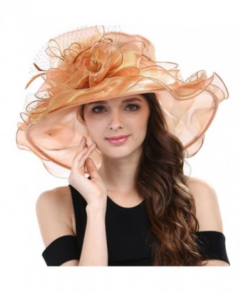 Janey&Rubbins Women's Kentucky Derby Racing Horse Hat Church Wedding Dress Party Occasion Cap - Dark Orange - CQ126XPNJP5