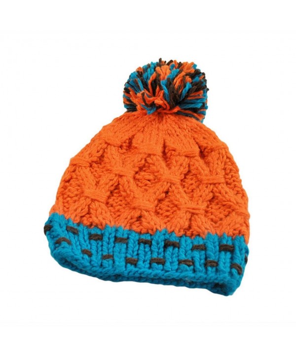 Clearance! Wensltd Womens Rainbow Ball Hit Color Warm Knit Cap Hat (Orange) - Orange - C6127OUP6SL