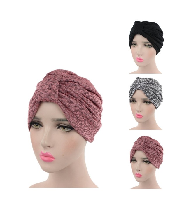 Ever Fairy Printed Headwear headscarf - Black and Grey and Pink(3pcs) - CO17YWC7Y7T