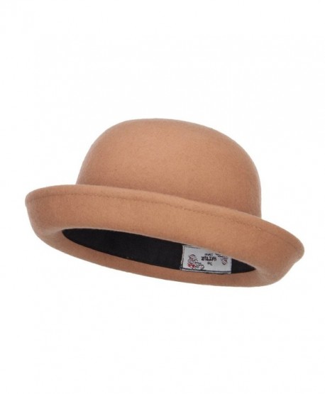 Wool Felt Upturn Brim Bowler Hat - Tan - CT1208E6H3D