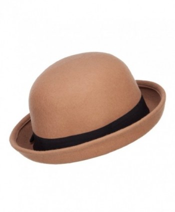 Wool Felt Upturn Brim Bowler in Women's Fedoras