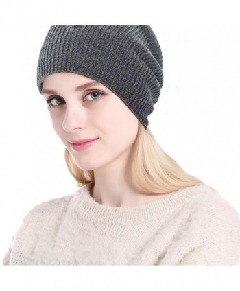 LAOWWO Warm Winter Slouchy Beanie Unisex Soft Fleece Lined Thick Knit Skull Cap - Gray - CP189KETKMW