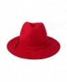 ACVIP Women Wool Fedora Solid - Red - C211Q753AA9