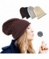 Zodaca Unisex Thick Slouchy Oversized Knitted Beanie Hat Plain Braided Baggy Cap - Brown - CU12NSOKDGC