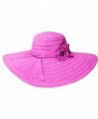 Sakkas Women's Ribbon Paper Straw UPF 50+ Wide Brim Floppy Hat - Pink - CI11E319S0H