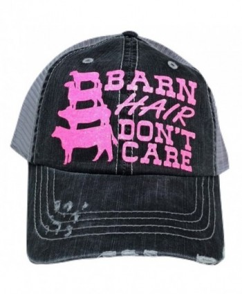 Loaded Lids Women's Barn Hair Don't Care Bling Baseball Cap - Grey/Pink - CW186ELR7X3