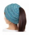 ScarvesMe C.C Beanietail Ponytail Messy Bun Solid Ribbed Beanie Hat Cap - 4 Tone 15 - CS187GC8DUD