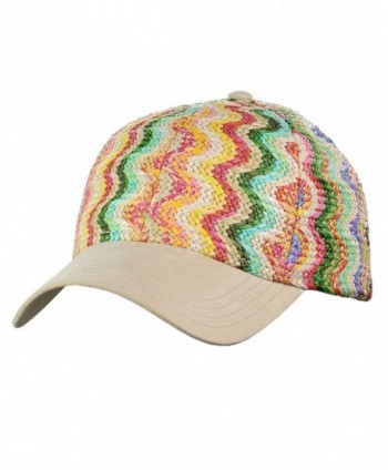 C.C Multicolored Paper Straw Weaved Adjustable Precurved Baseball Cap Hat - Sunshine - CA17XWDNU4D