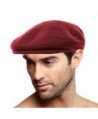 Men's Winter 100% Soft Wool Solid Flat Ivy Driver Golf Cabby Cap Hat - Wine - CL1867LU8K3