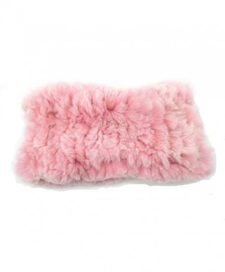 ERaBLe(TM) Women Winter Cold weather Rex Rabbit Fur Knitted Headbands 4 colors - Pink - C1183S4Q7XW
