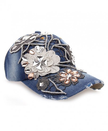 Deer Mum Women Studded Crystals Rhinestones Sequins Baseball Cap - A-blue3 - CP11RW5XHFD