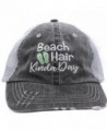 Sea Green Flip Flops Beach Hair Kinda Day Women Embroidered Trucker Style Cap Hat - C917AA42YSC