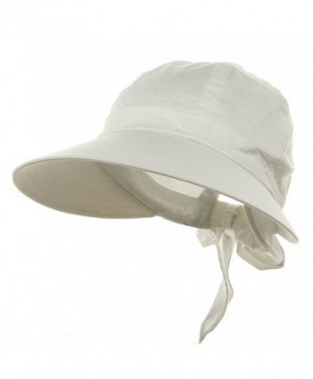 Ladies White Wide Brim Cotton Garden Beach Hat w/ Tie Back - CU11RBPZ10N