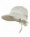 Ladies White Wide Brim Cotton Garden Beach Hat w/ Tie Back - CU11RBPZ10N