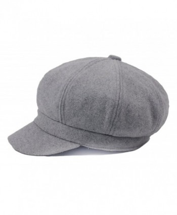 Women's Vintage Cotton Newsboy Cabbie Hat Cap - Grey - CQ12NH81T3D