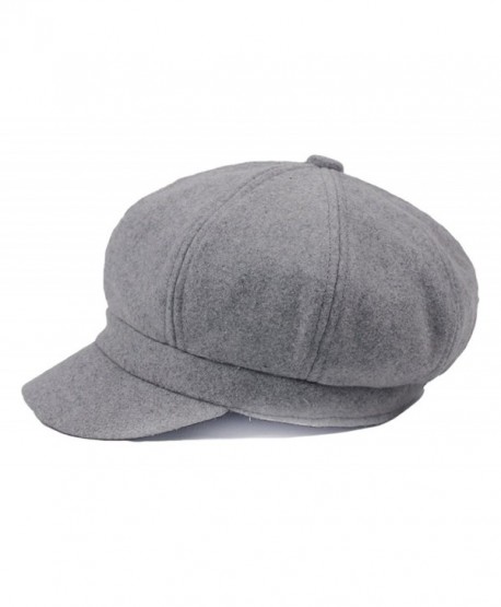 Qunson Women's Vintage Cotton Newsboy Cabbie Hat Cap - Grey - CQ12NH81T3D