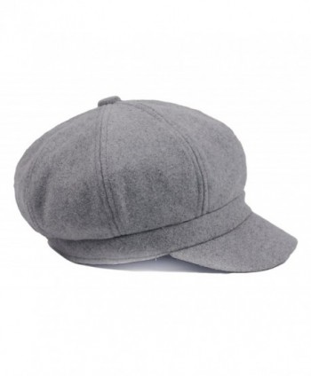 Women's Vintage Cotton Newsboy Cabbie Hat Cap - Grey - CQ12NH81T3D