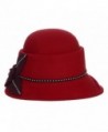 Jelord Women Winter Flower Wool Felt Cloche Bucket Bowler Hat - Red - CR186W550ZR