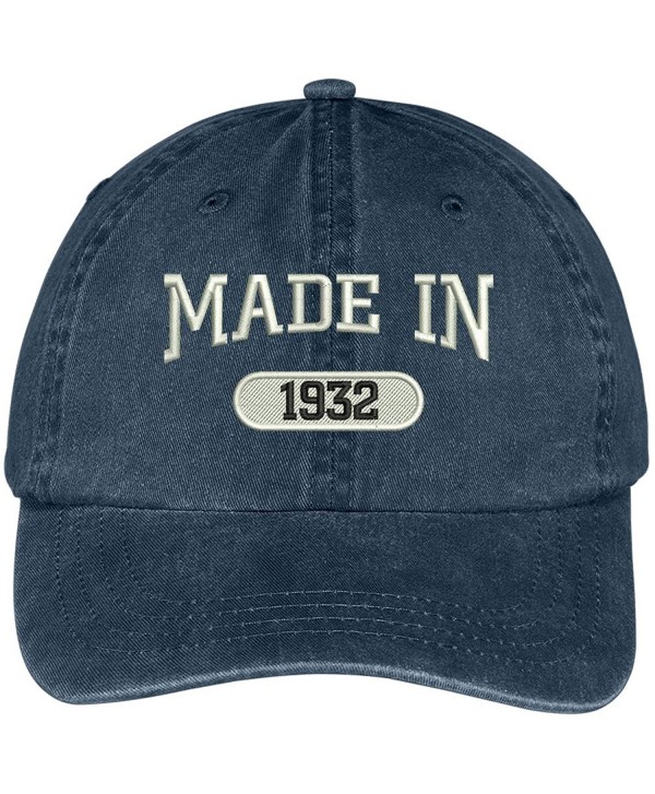 Trendy Apparel Shop 86th Birthday - Made In 1932 Embroidered Low Profile Washed Cotton Baseball Cap - Navy - C412GZC1ZPH