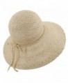 lethmik Womens Summer Straw Hat Wide Brim Hand Woven Foldable Beach Floppy Sun Hat - Beige - CG17YYDNWH6