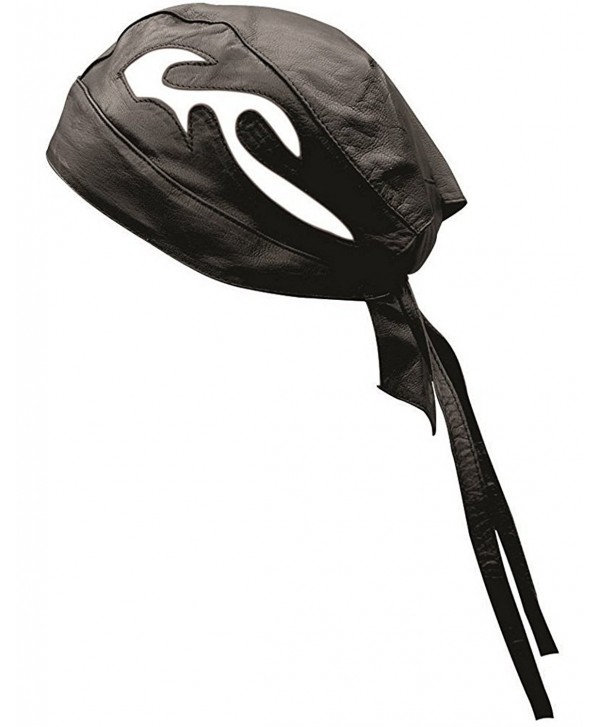 Riparo Unisex Leather Motorcycle Head Wrap and Skull Cap - Black/White - CL1854Y9K0L