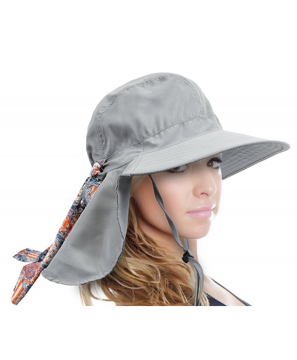 Sun Blocker Women's Safari Sun Hat with Neck Flap Large Brim Packable Summer Beach Fishing Cap - Grey - CO1889GRDCC