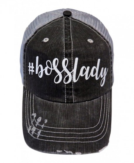 White Glitter bosslady Distressed Look Grey Trucker Cap Hat Fashion - CP182M25N2M