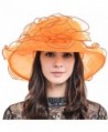 HISSHE Womens Organza Church Dress Derby Wedding Floral Tea Party Hat S09 - Orange - CS17Y0C99W7