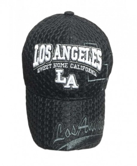 Aesthetinc 3D Embroidered Mesh Los Angeles LA Print Baseball Cap Hat - Black - CZ12C231LKH