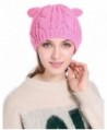 I wish Winter Warm Hat Cat Ear Crochet Braided Knit Caps - Pink - CI186XW5OCK