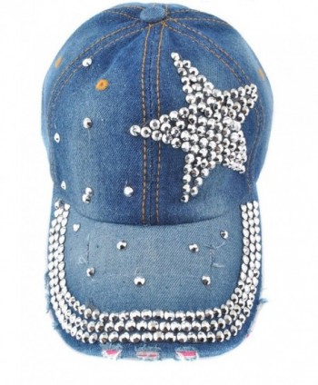 Elonmo Silver Baseball Rhinestone Denim%EF%BC%88Blue%EF%BC%89