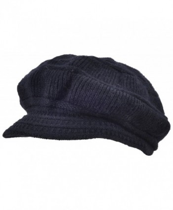Yuhan Pretty Women's Wool Knit Winter Hat Warm Plush Lined Snow Ski Visor Caps - Black - CD189LE6A0E