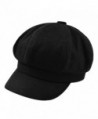 FUNOC Women's Vintage Style Wool Blend Newsboy Beret Hat Snap Brim Cap - Black - C812NSGRAIO