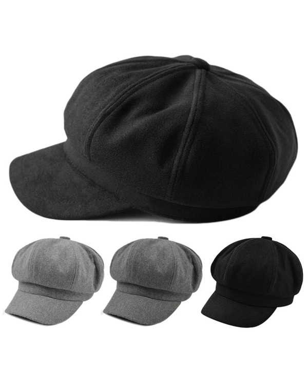 Women's Vintage Style Wool Blend Newsboy Beret Hat Snap Brim Cap ...