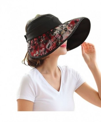 FakeFace Sun Protective Floppy Wide Brim Beach Travel Sun Hat Visor Sunhat - Black - CX12GYK19R9