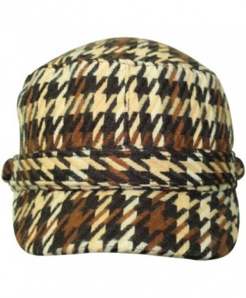 Brown Houndstooth Plaid Cadet Cap