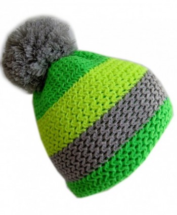 Frost Hats Winter Ski Beanie Striped Fluorescent Hat M2013-5 - Green - CT11ITS3VHL