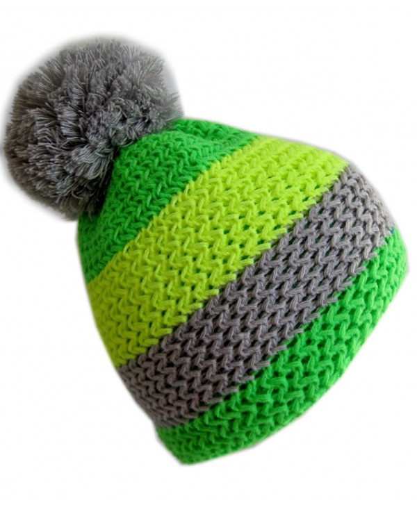 Frost Hats Winter Ski Beanie Striped Fluorescent Hat M2013-5 - Green - CT11ITS3VHL