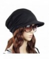 Women's Fashion Drape Layers Slouch Beret Beanie Soft Brim Newsboy Hat Visor Cap - Black - C212KPWA0CL