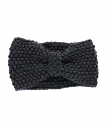 Sunward Women Crochet Flower Bow Knitted Head Wrap Headband Ear Warmer Hairband - Gray - CI124PVQZSH
