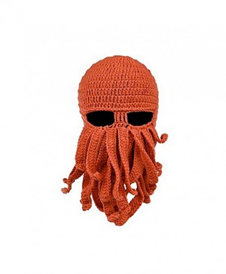 gloednApple Windproof Octopus Winter Warm Knitted Wool Beard Squid Beanie Hat Cap - Orange - CA12NE1OZR4
