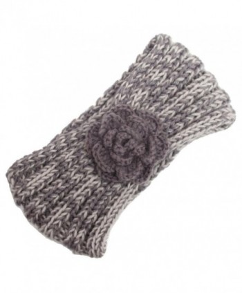 Deamyth Winter Women Knitting Wool Flower Headband Keep Warm Hairband - Gray - CK12O2PV4AX