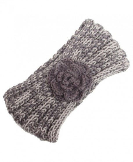 Deamyth Winter Women Knitting Wool Flower Headband Keep Warm Hairband - Gray - CK12O2PV4AX