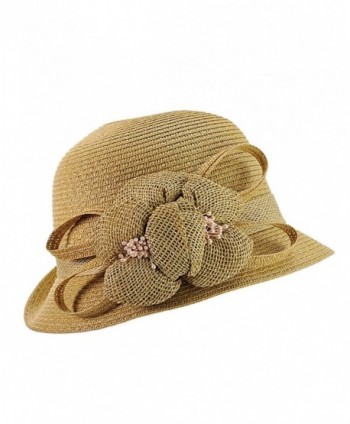 NYFASHION101 Cloche Bucket Flower Natural in Women's Bucket Hats