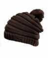 NYFASHION101 Stylish Unisex Solid Color Warm Acrylic Knit Beanie w/ Top Pom Pom - Brown - CY11NYFFX6L