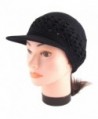 Visor Brim Knit Kufi Hat - Koopy Cap - Crochet Beanie with Brim - Black - CG119N8DFYF