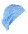 Be Your Own Style BYOS Womens Airy Cutout Lightweight Leafy Crochet Beret Beanie Hat (Sky Blue Leafy) - C912MZ9Z2F3